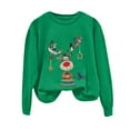 thumbnail image 4 of idosla Christmas Sweatshirts for Women Elk Reindeer Deer Printed Long Sleeve Crewneck Sweater 2025 Winter (Green, S), 4 of 6
