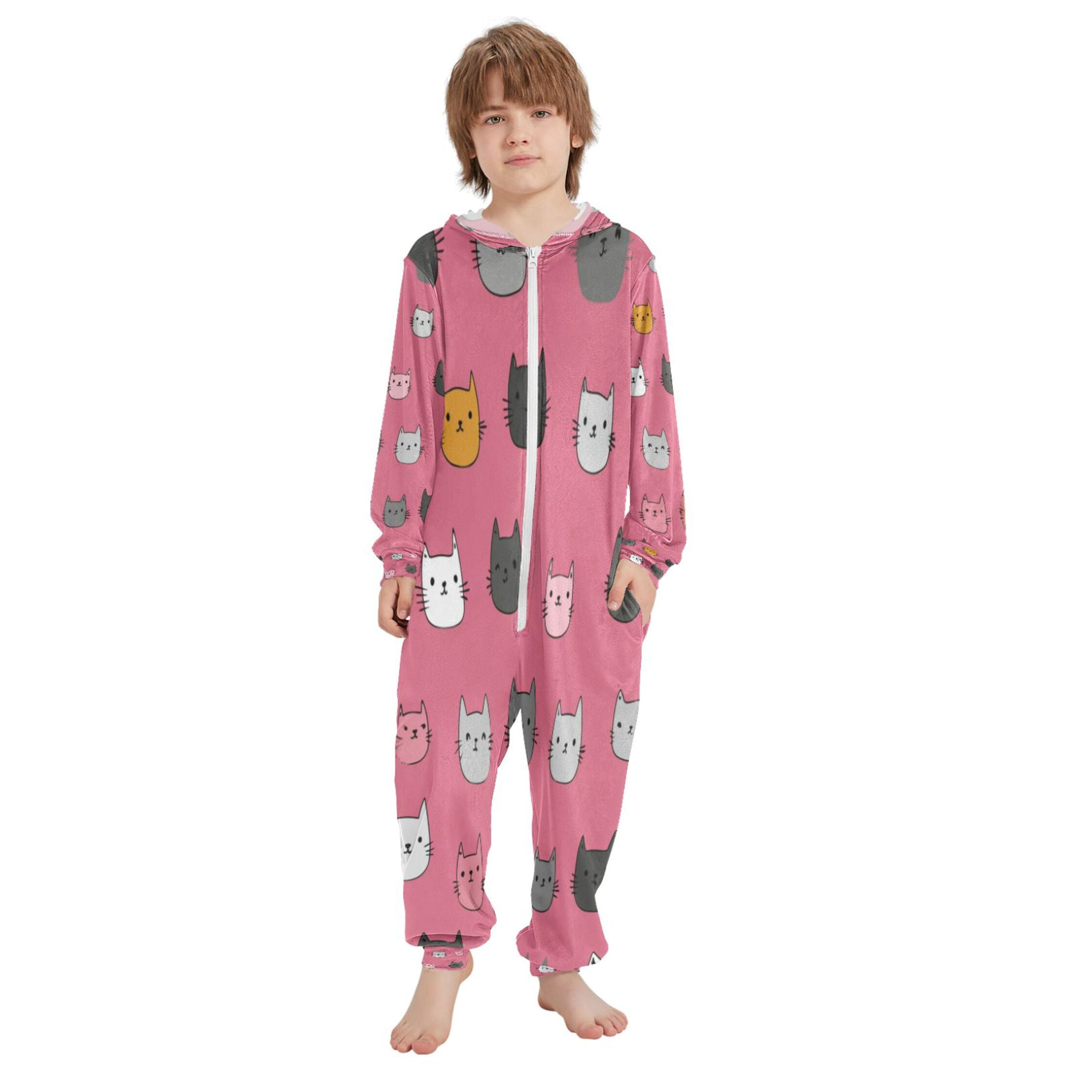 Vzayyk 4T-14Y Size Aviliable Cozy One-Piece Footless Sleeper Pajama Cartoon Kitty
