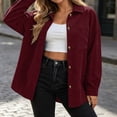 thumbnail image 5 of Maplenight Corduroy Shacket Jackets for Women Collared Button Up Tops with Pockets Long Sleeve Oversized Loose Fit Casual Outerwear Tops, 5 of 5