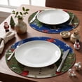 thumbnail image 4 of Smile Snowman Trees Snowflakes Christmas Round Placemats Set of 4 Round 14 Inch Blue, 4 of 7