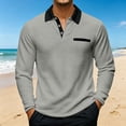 thumbnail image 2 of cfhntfmh Mens Casual Shirts Knitted Long Sleeve Shirts with Buttons Loose Classic Collared Golf Shirts for Fall (Gray,XX-Large), 2 of 5