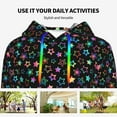 thumbnail image 4 of Fotbe Multi-Colored Stars Pattern Womens Long Sleeve Hoodie, Pullover Hooded Sweatshirt, Kangaroo Pocket Hoodie with Eye-catching Drawstrings-Small, 4 of 7