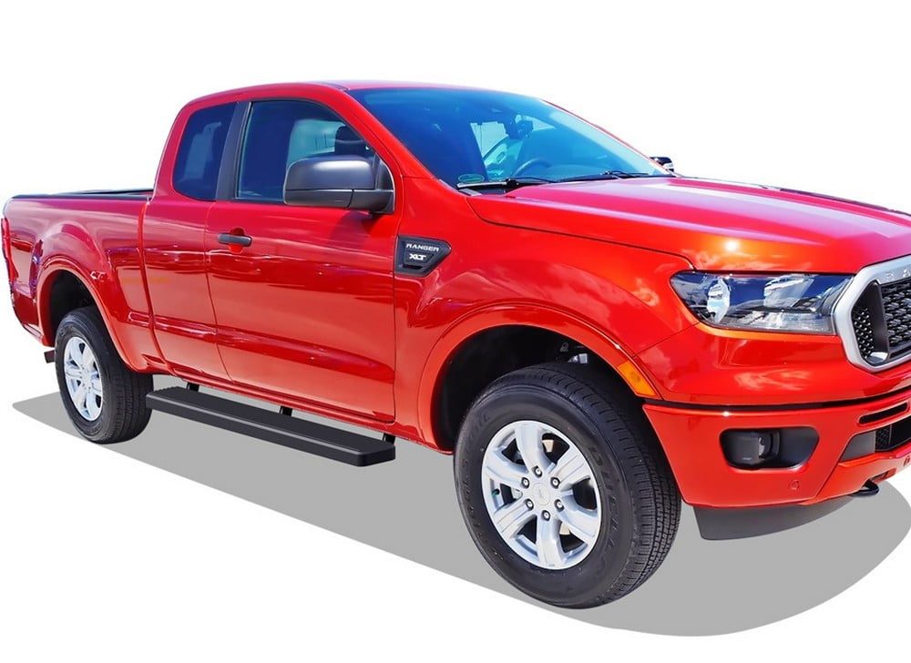 APS Running Boards 6 inches Matte Black Compatible with Ford Ranger 2019-2023 Super Cab (with 2 Full Size Doors and 2 Suicide Doors) (Nerf Bars Side Steps Side Bars)