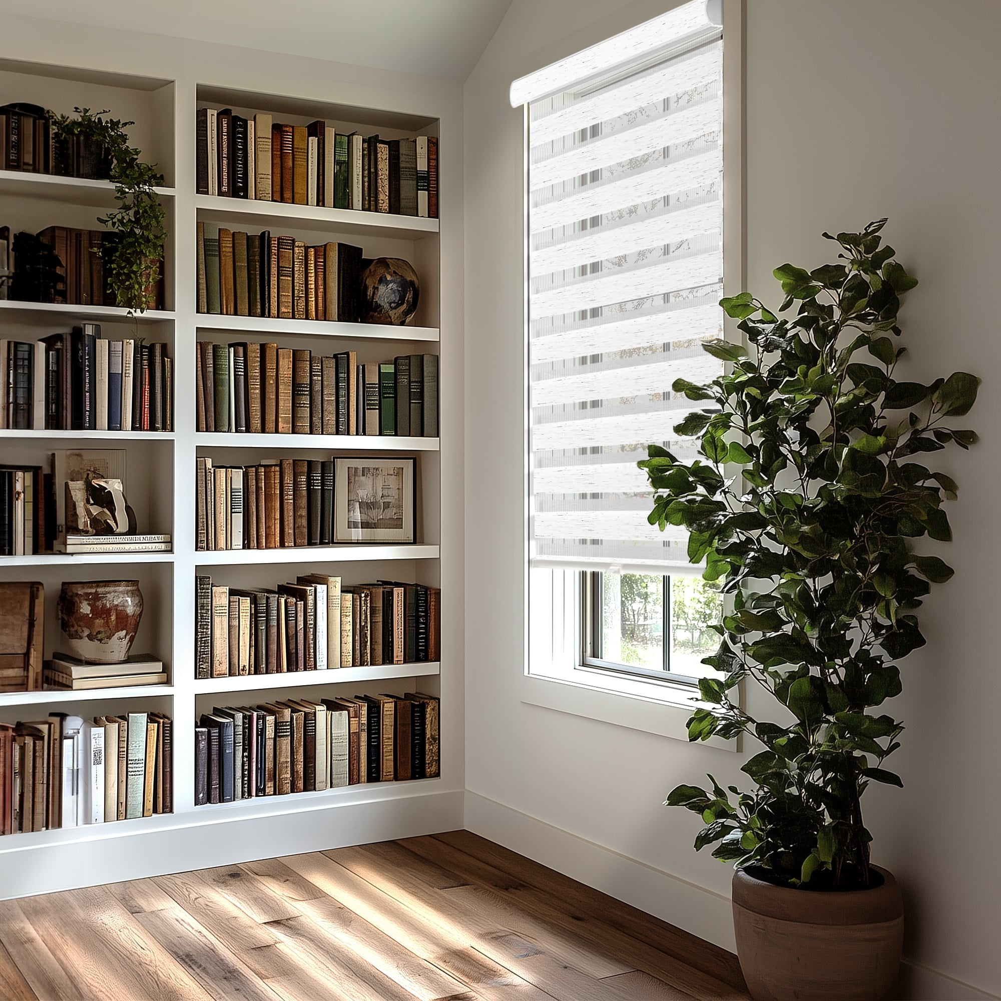 CHICOLOGY Zebra Roller Shades | Room Darkening | Natural White |28"W X 72"H| Dual Layer Light Filtering Blinds | Cordless Window Shades for Home & Office | Easy Install