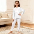 thumbnail image 3 of WOYY Girls Pajamas Long Sleeve Bow Graphic Tee Sleep Pants Comfy Loungewear, Sizes 3-14, 3 of 6