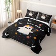 thumbnail image 3 of Manfei Cartoon Cute Ghost Quilt Full,Hello Fall Foliage Print Halloween Full Bedspread Sets,3pcs,1 Coverlet and 2 Pillowcases, 3 of 7