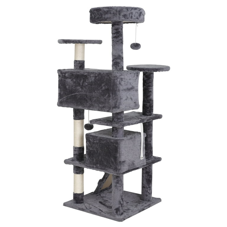 Zenstyle 53-in Cat Tree & Condo Scratching Post Tower, Dark