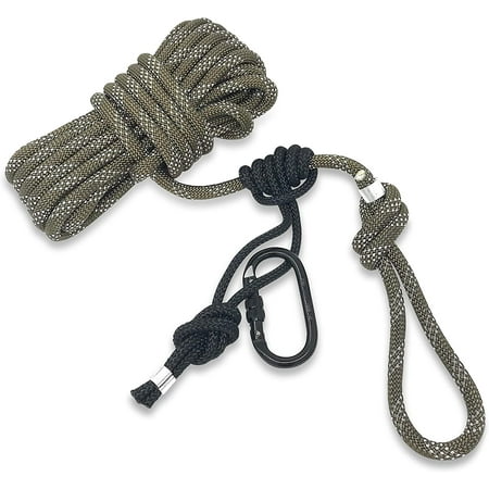 Proven Wild Treestand Lifeline Rope for Hunting - 30 ft Harness Lifeline Non-Reflective with Prusik Knot and Single Carabiner