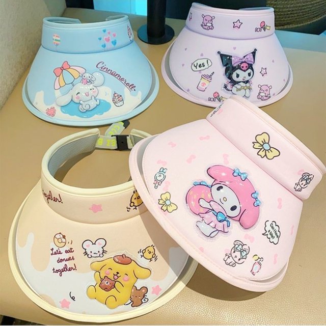Sanrio sombrero protector solar Cinnamoroll My Melody Kuromi Anti-Uv, sombrilla, gorra, lengua grande, regalos de cumpleaños para niños