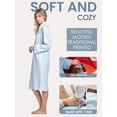 thumbnail image 3 of Casual Nights Women's Jacquard Fleece Zip Front Robe, Long Housecoat with Pockets, Mid-Calf Duster, Terry Poly Lounge Robe, Blue X-Large, 3 of 5