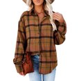 thumbnail image 1 of Blusa a cuadros para mujer, con botones, manga larga, holgada, para otoño e invierno, camisa a cuadros para mujer, blusa para fiesta de trabajo diaria, 1 of 6