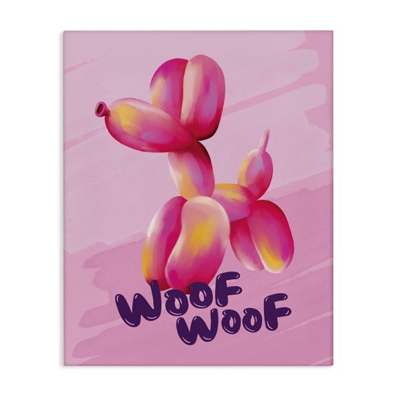 Stupell Industries Woof Balloon Dog Text & Numbers Painting Wrapped Canvas Art Print Wall Art, 16 x 20