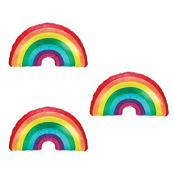 Set of 3 Adorable Rainbow Shape 36" Mylar Balloon