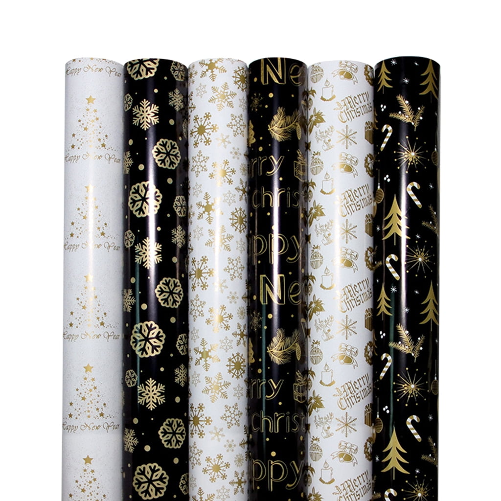 RUSPEPA Wrapping Paper Roll - White and Gold Foil Pattern for  Wedding,Birthdays, Valentines, Christmas - 5 Roll - 30 inches X 10 feet Per  Roll