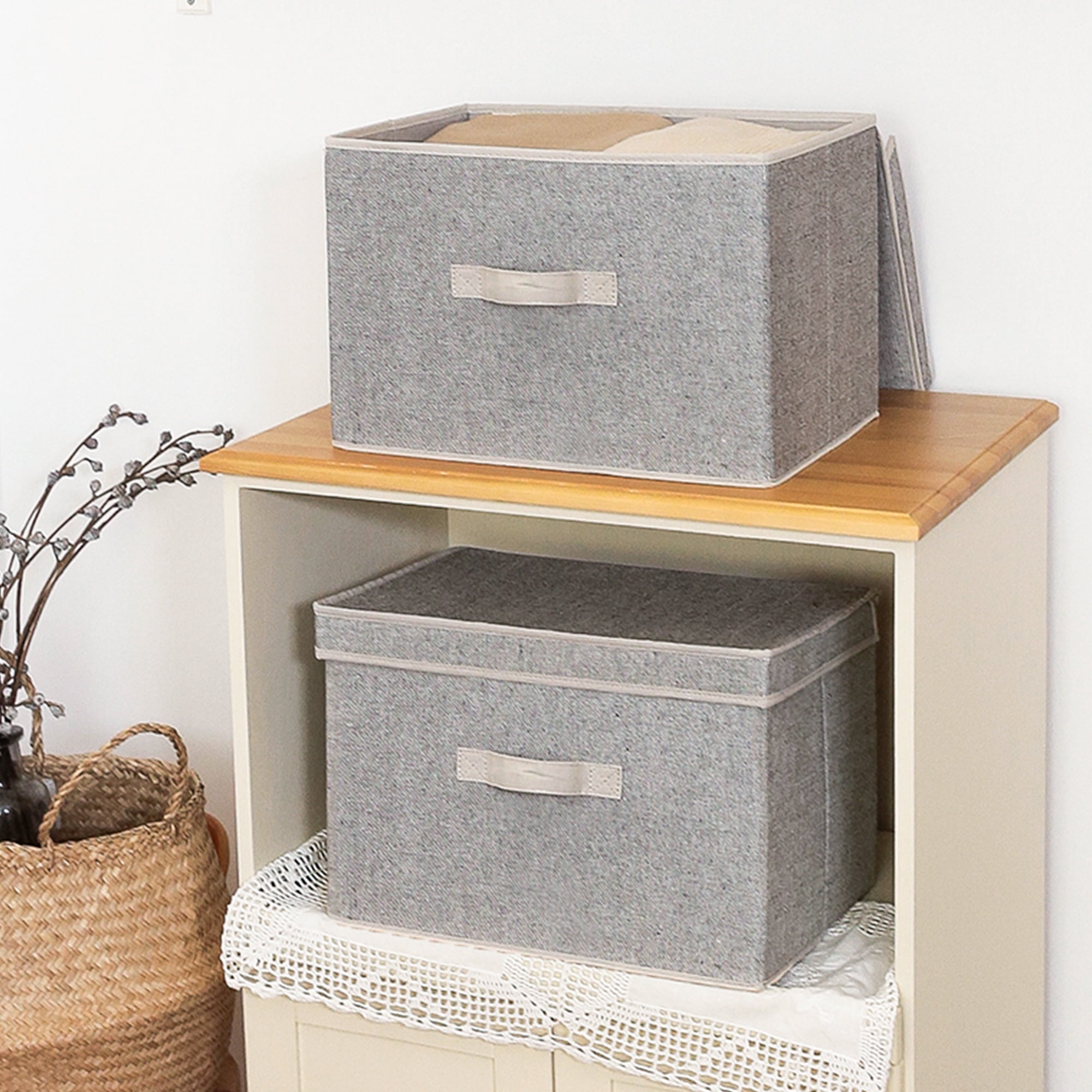Storage Bins with Lids 2 Pack Foldable Kids Toy Storage Baskets Washable  Fabric Decorative Storage Boxes with lids as Closet Organizers and Storage  Clothes for Christmas Large Small - Walmart.com