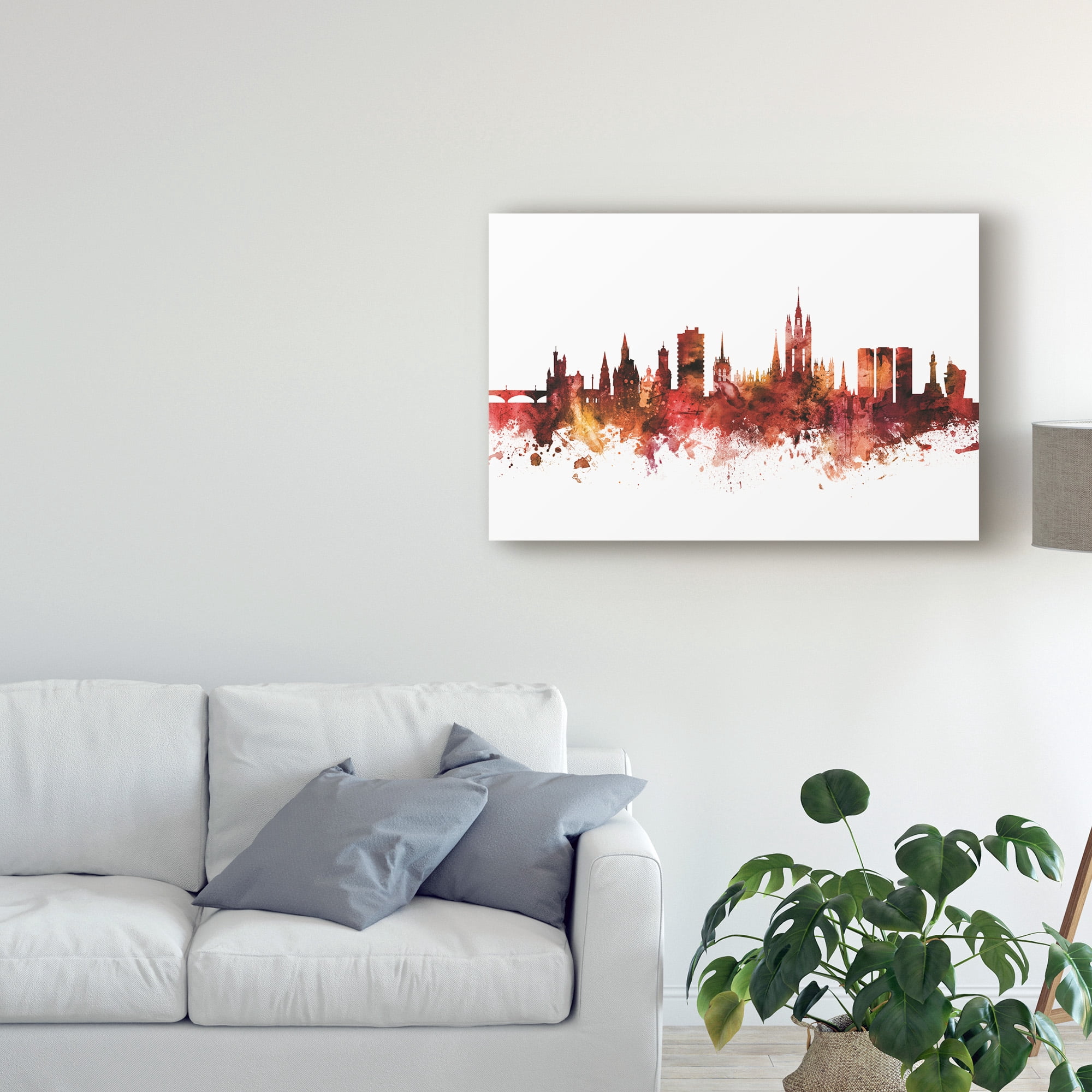 Trademark Fine Art 'Aberdeen Scotland Skyline Red' Canvas Art by Michael Tompsett