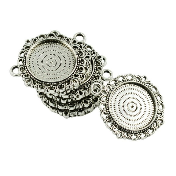 10 Pieces Vintage Blank Bezel Pendants Base Settings for Jewelry 20mm