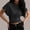 Black, variant on Womens 3/4 Sleeve Solid Color T-Shirt Classic Round Neck Casual Tee Tops Elegant Soft Cotton Blend Blouse Modest Spring Summer Layering Shirt