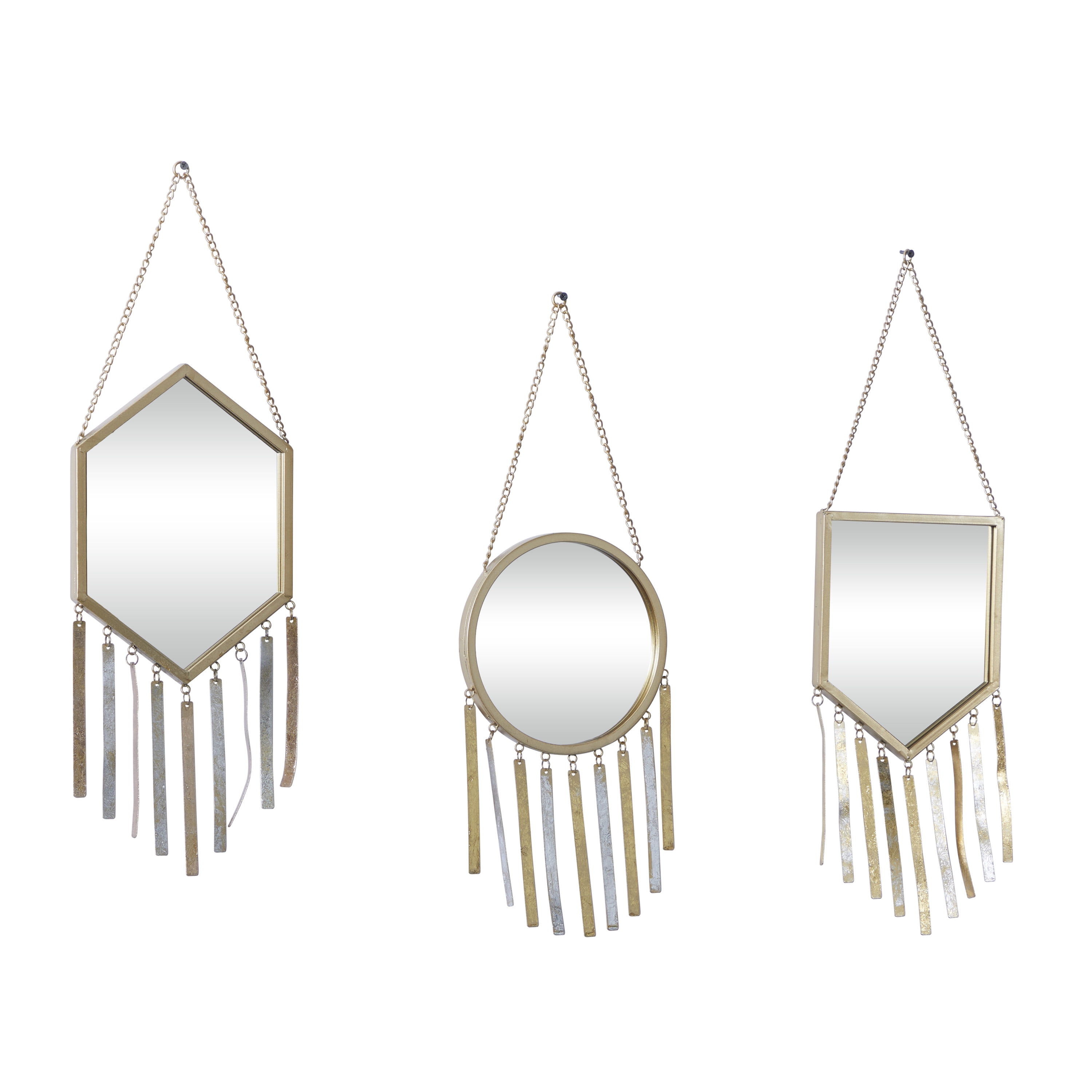 DecMode 8"W, 27"H Oval Wall Mirror, Gold, Set of 4