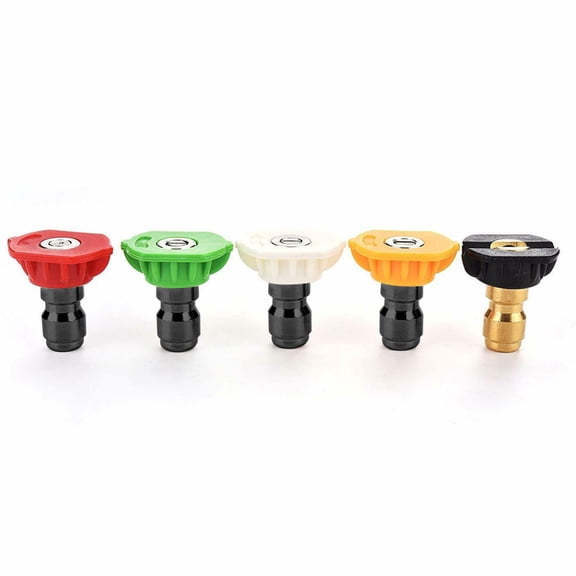 BIMZUC 5‑Pack 1/4″ Quick‑Connect High‑Pressure Nozzle Kit – 0°, 15°, 25°, 40°, Soap – 3 GPM, 4000 PSI Cold Water, Corrosion‑Resistant