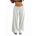 thumbnail image 3 of Women'S Wide Leg Sweatpants Drawstring Baggy Trousers High Waisted Loose Casual Jogger Pants White XS, 3 of 9