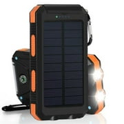 NIFFPD Solar Charger,Power Bank, 8000mAh Portable Charger Compatible with iOS & Android Black