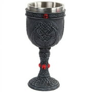 1 X Cetlic Winged Dragon Wine Goblet Chalice Resin Body Stainless Steel Faux Stone by Pacific Giftware