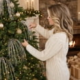 thumbnail image 7 of Tinsel Christmas Tree Icicles, 35.43in Shiny Foil Tinsel Strands, Large Tassel Wheat Ear Christmas Picks, Decorative Stems for Xmas Tree, Bouquet and Party Arrangement, 7 of 7
