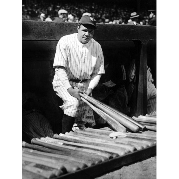 Babe Ruth Holding Bats Photo Print (24 x 30)