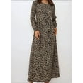 thumbnail image 4 of Printed Crew Neck Maxi Dress with Belt, 4 of 7