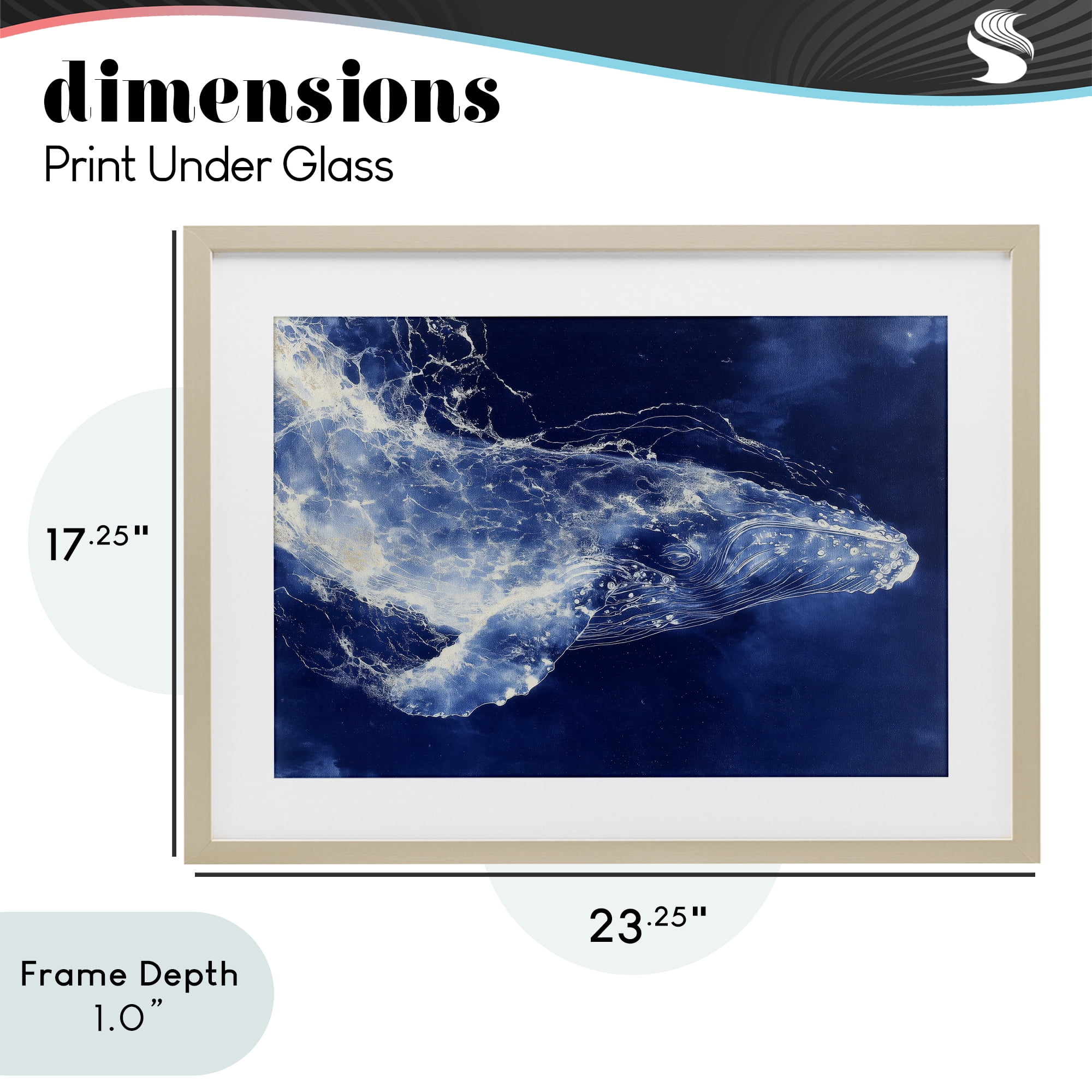 Stupell Industries Whale in Motion Birch Framed Print Under Glass, design by Chromatic Storm Studio