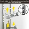 thumbnail image 6 of Adjustable Hanging Over the Shower Door Caddy,Bathroom Organizer Shelf Storage with 4 Hooks for Razor,No Drilling Rustproof Shower Rack Basket, 4 Tier, Silver, 6 of 16