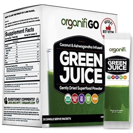 Organifi GO Packs - Green Juice Super Food Supplement 30 Individual Wrapped Portable Travel-Friendly Packs. USDA Organic Vegan Greens Powder...