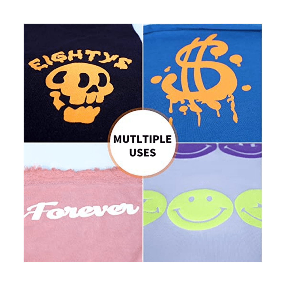 3D Puff Vinyl Heat Transfer UV Color Changing Vinyl 12x 10-4 Sheets  Sunlight Sensitive Flocked Foaming HTV for T-Shirt Clothes Bag DIY Craft