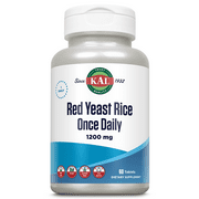 KAL Red Yeast Rice Once Daily 1200mg. Capsules | With Unsaturated Fatty Acids, Amino Acids & Phytonutrients | Rapid Disintegration | 60 Tablets
