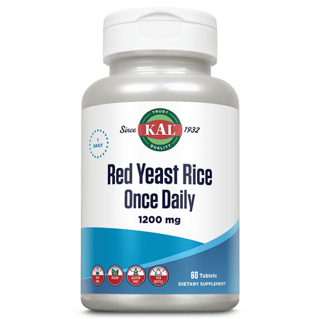 KAL Red Yeast Rice Once Daily 1200mg. Capsules | With Unsaturated Fatty Acids, Amino Acids & Phytonutrients | Rapid Disintegration | 60 Tablets