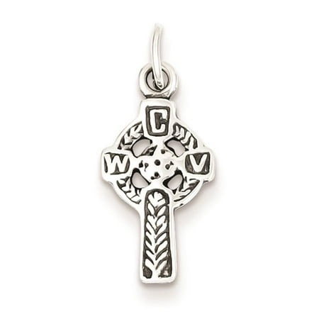 Antiqued Celtic Cross Solid Polished Charm Pendant 21mmx9mm 925 Sterling Silver