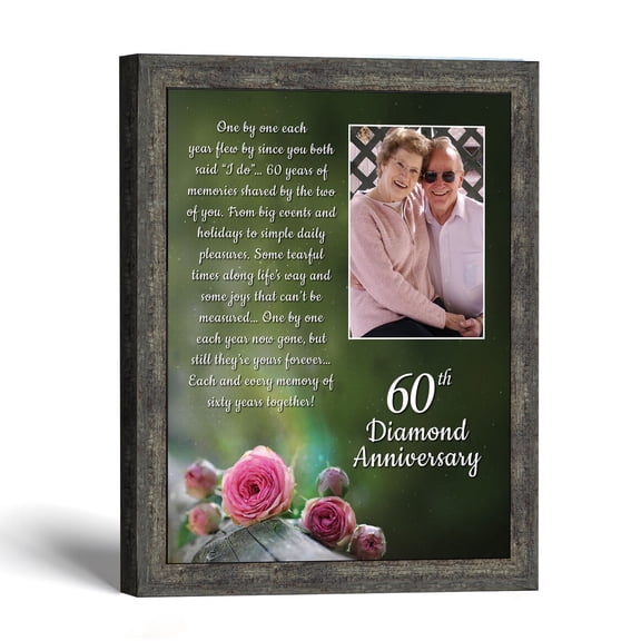 60th Anniversary Photo Frame, Diamond Wedding Gift for Grandparents