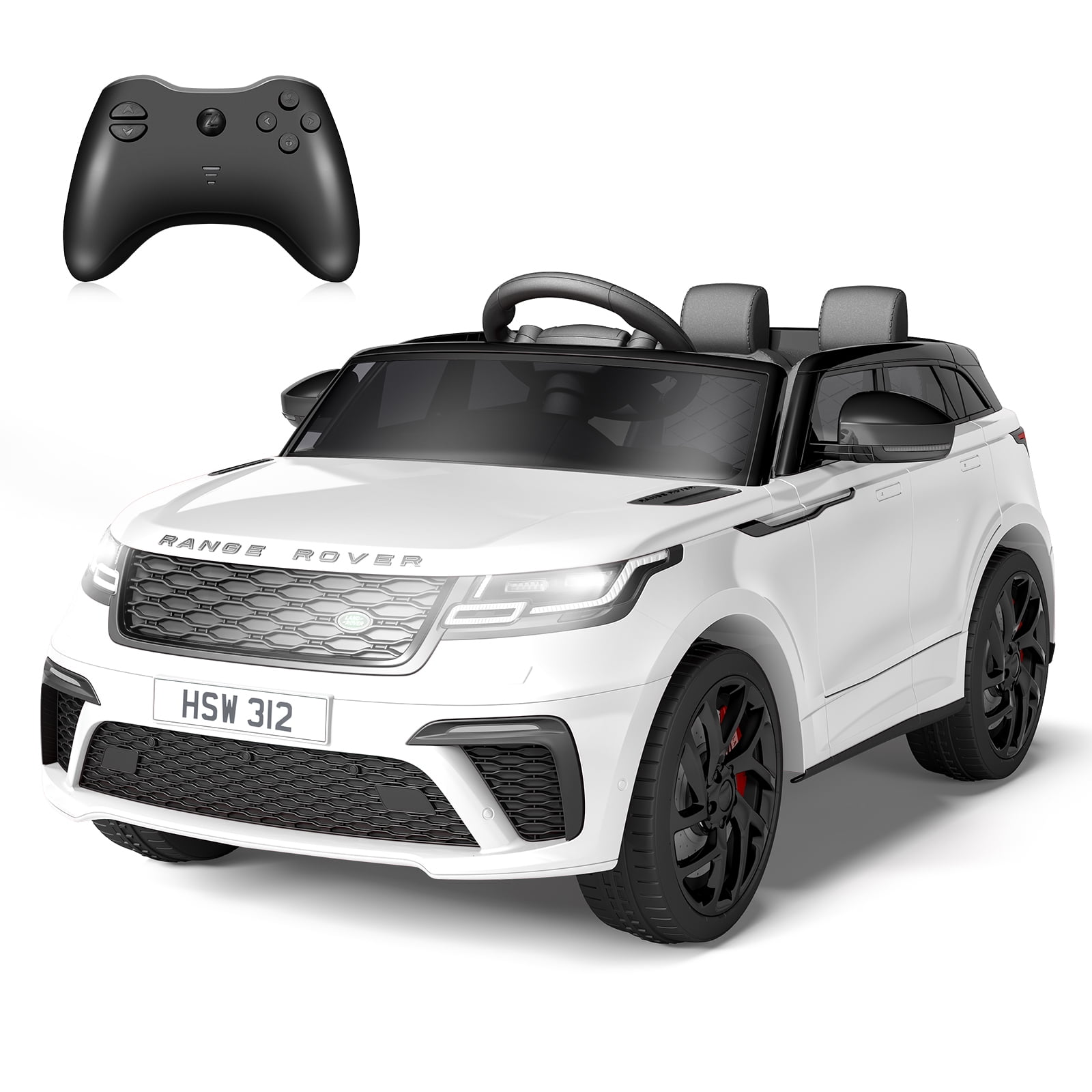 12V Licensed Land Rover Electric Car, 2-Seater Ride On Car for Kids, Electric Vehicle Toy w/Parent Remote Control, Shock Absorbers, Music Player, Headlights for Kids 4-8, White