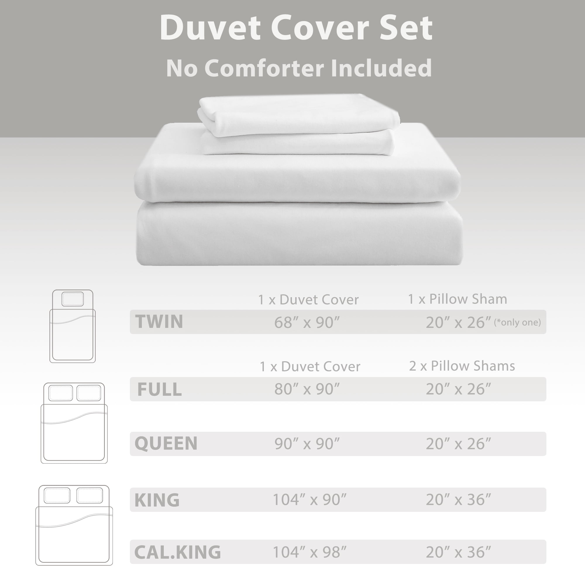 PURE ERA 3pc Duvet Cover Set-Jersey Cotton 100% T-Shirt Cotton-Ultra Soft Breathable -King Size,Bright White