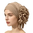 thumbnail image 4 of ZDNIXIAN Soft Stretch Turban Head Wrap with Side Ruffled Flower and Ribbon Decor Color Full Hair Cover Lightweight Fashion Headscarf for Daily Casual Occasions, 4 of 4