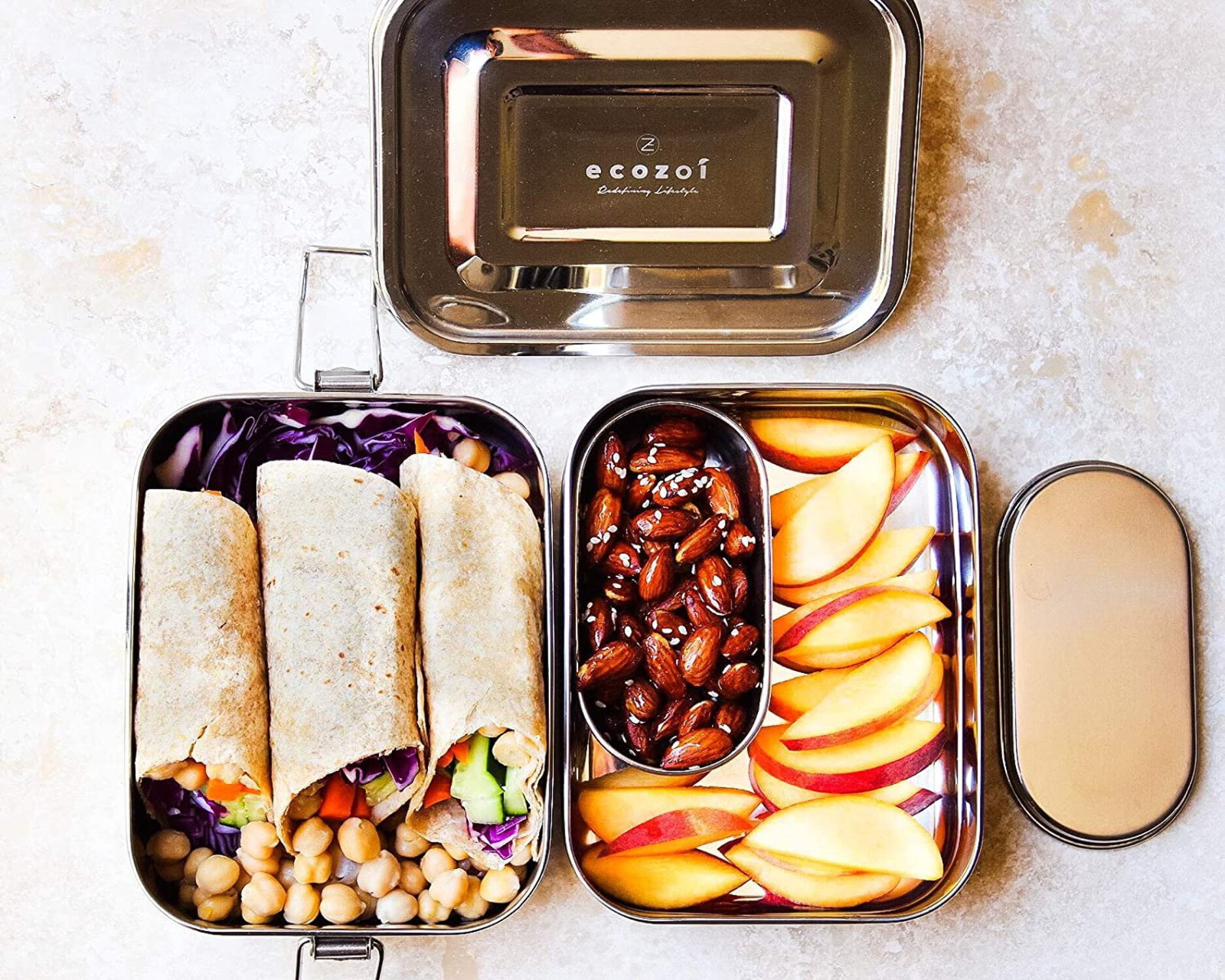 Stainless Steel Lunch Box, 2 Tier Leak Proof, 60 Oz