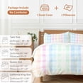 thumbnail image 6 of 3 Piece Blue Pink Plaid Duvet Cover Set Queen Size,Microfiber Comforter/Quilt Cover with Corner Ties and 2 Pillowcases,Pastel Green White Buffalo Patchwork All Season Soft Bedding with Zipper Closure, 6 of 8