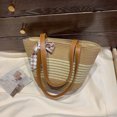 thumbnail image 4 of Bolso de mano de paja FLhrweasw con lazo beige, 4 of 9