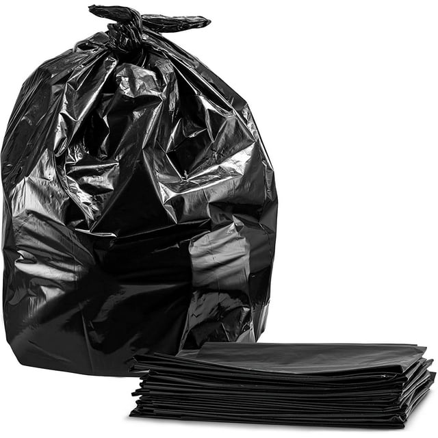 Trash Bags, (10 Count) Large Black Heavy Duty Garbage Bags