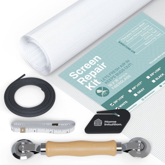 59x106 inch Windows and Screen Door Replacement Repair Kit with Tool Set for Easy Installation, White