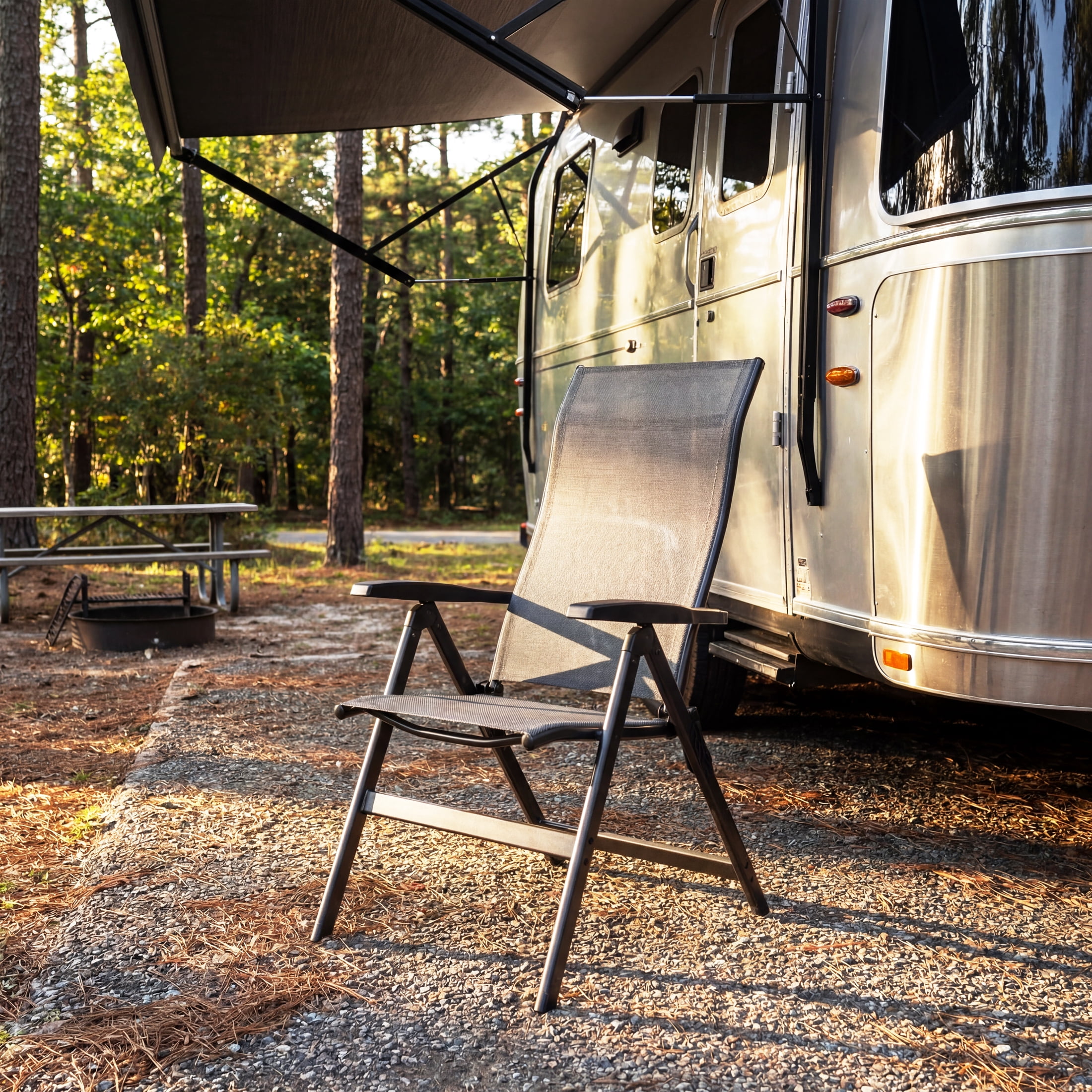 Fauteuil Inclinable de Camping Pliable Ozark Trail Deluxe, Gris, Patios et Terrasses Extérieurs