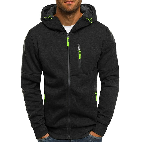 Htwon Hoodies for Men Mens Plain Hoodie Hooded Zip Up Jacket Men's Sports Hoodies for Men