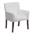 thumbnail image 1 of Scranton & Co Leather Executive Side Guest Chair in White and Mahogany, 1 of 2