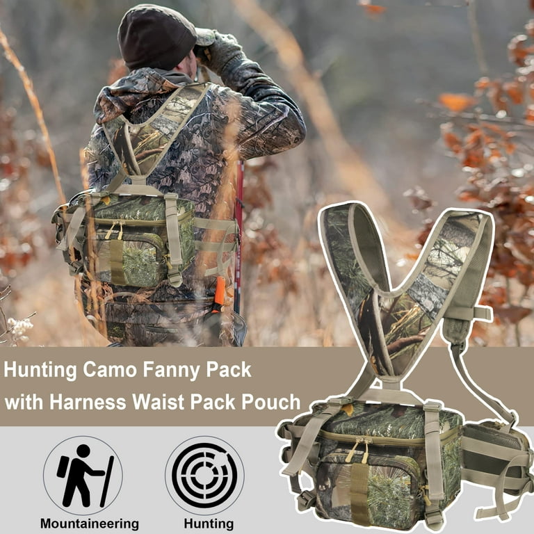 MDSTOP Hunting Fanny Pack Waist Pack Style Hunting Pack Camo Hunting Fanny Waist Pack with Shoulder Straps and Harness Pouch Available in Backpack